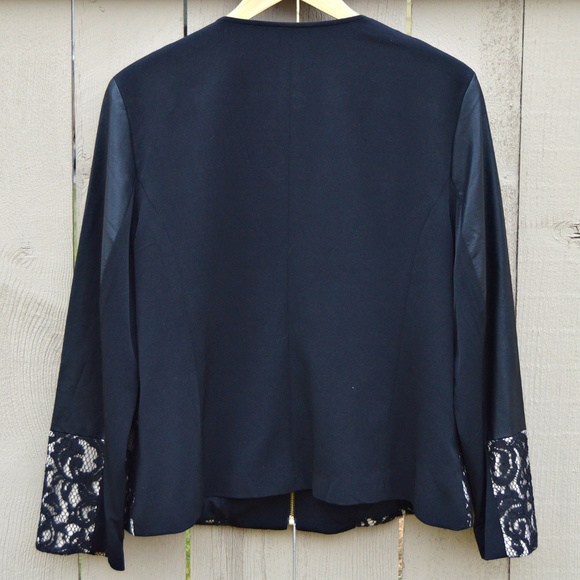 Chico’s Pieced Ponte Lace-Mix Faux Leather Jacket - Picture 3 of 7